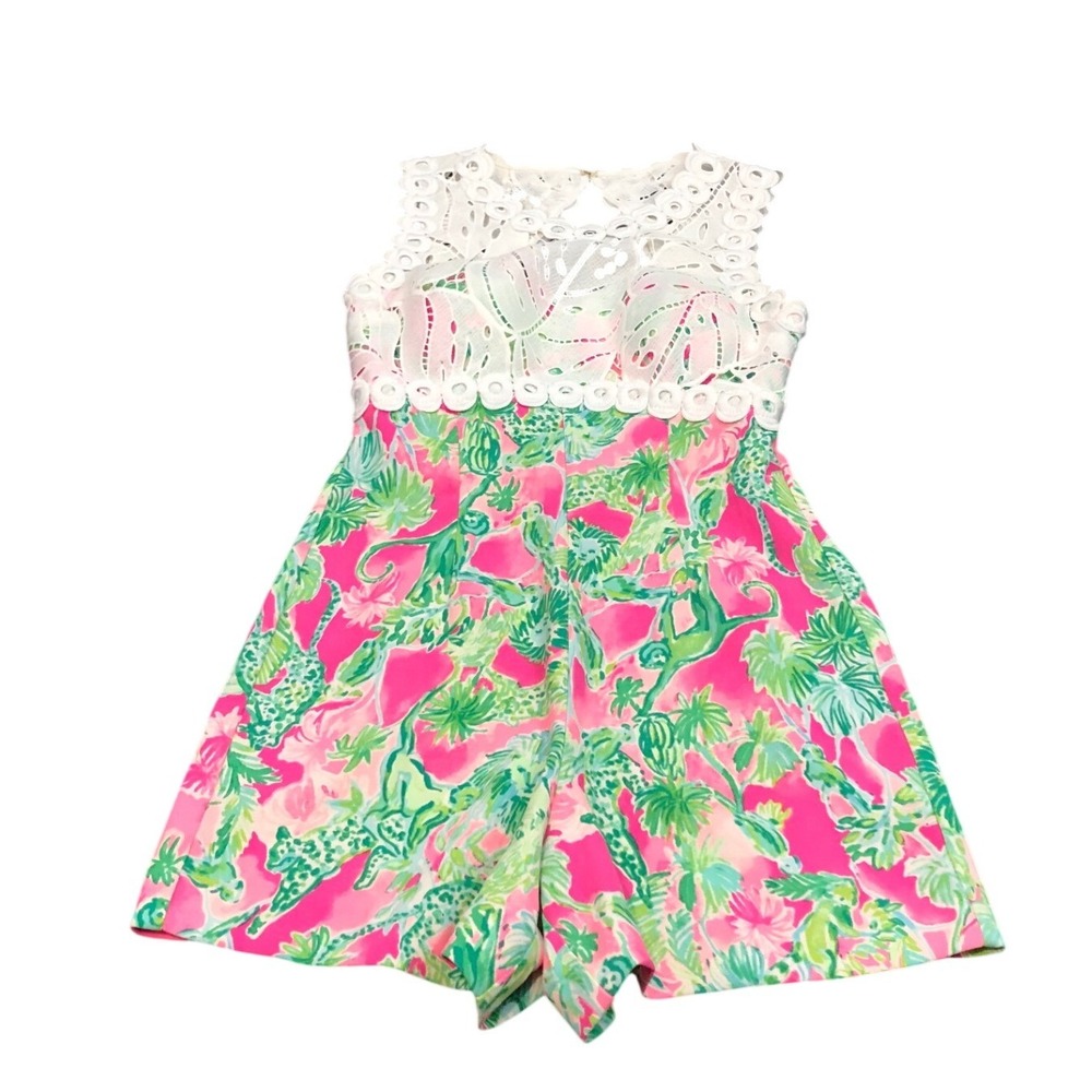 Lilly Pulitzer Sadie Romper Size 0 Raz Berry Catty Shack Womens Summer
